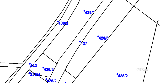 Parcela st. 427 v KÚ Nová Pec, Katastrální mapa