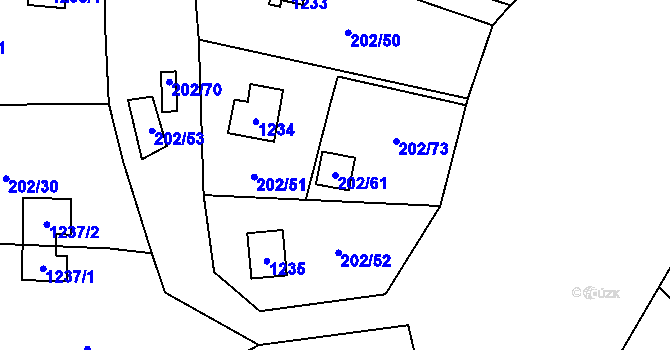 Parcela st. 202/61 v KÚ Nová Pec, Katastrální mapa