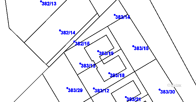 Parcela st. 383/19 v KÚ Nová Pec, Katastrální mapa