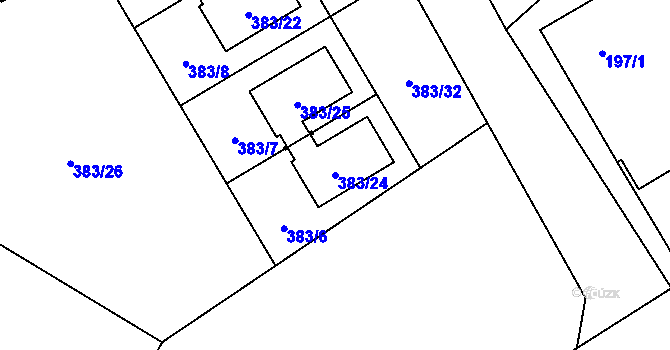 Parcela st. 383/24 v KÚ Nová Pec, Katastrální mapa