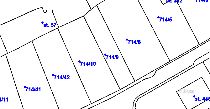 Parcela st. 714/9 v KÚ Mezirolí, Katastrální mapa