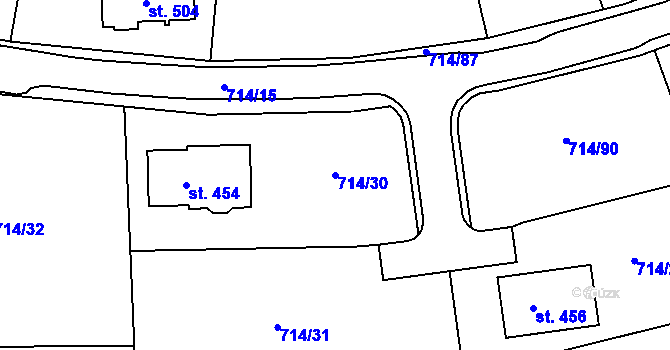 Parcela st. 714/30 v KÚ Mezirolí, Katastrální mapa
