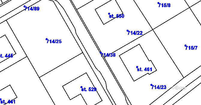 Parcela st. 714/38 v KÚ Mezirolí, Katastrální mapa