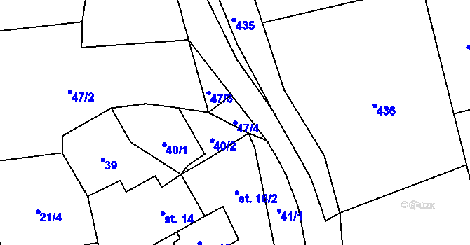 Parcela st. 47/4 v KÚ Mezirolí, Katastrální mapa