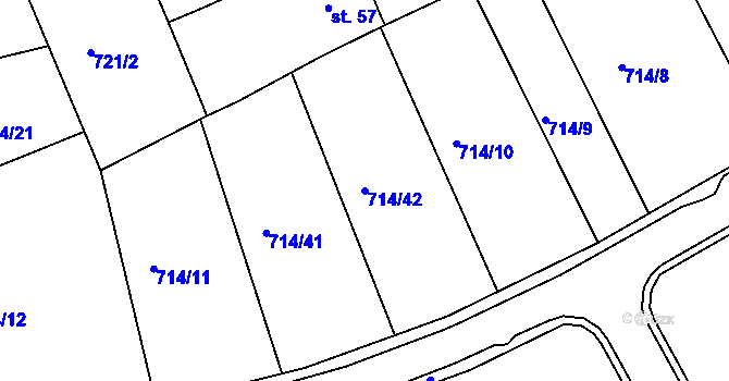 Parcela st. 714/42 v KÚ Mezirolí, Katastrální mapa