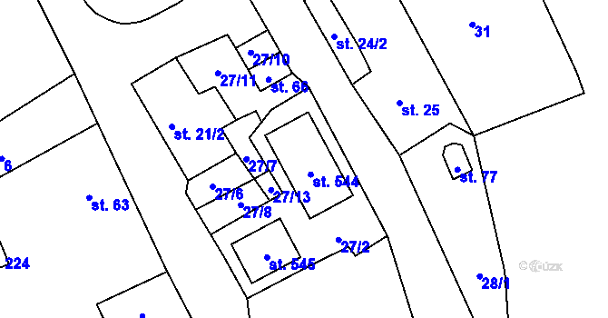 Parcela st. 23 v KÚ Mezirolí, Katastrální mapa