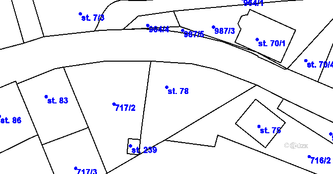 Parcela st. 78 v KÚ Mezirolí, Katastrální mapa