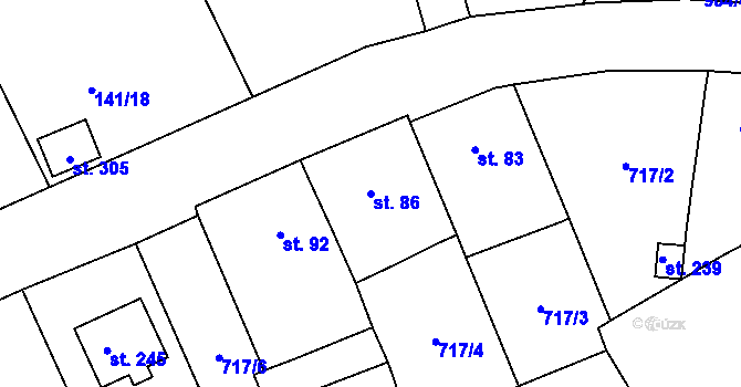 Parcela st. 86 v KÚ Mezirolí, Katastrální mapa