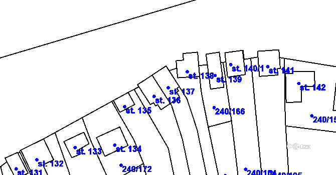 Parcela st. 137 v KÚ Mezirolí, Katastrální mapa