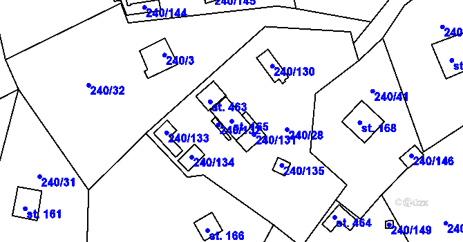 Parcela st. 165 v KÚ Mezirolí, Katastrální mapa