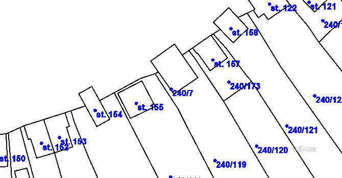 Parcela st. 240/7 v KÚ Mezirolí, Katastrální mapa