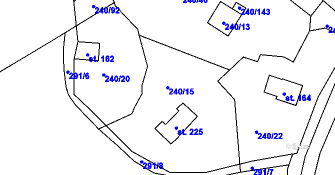 Parcela st. 240/15 v KÚ Mezirolí, Katastrální mapa