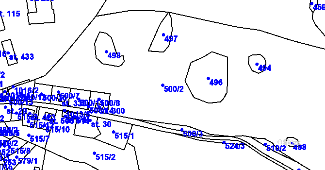 Parcela st. 500/2 v KÚ Mezirolí, Katastrální mapa