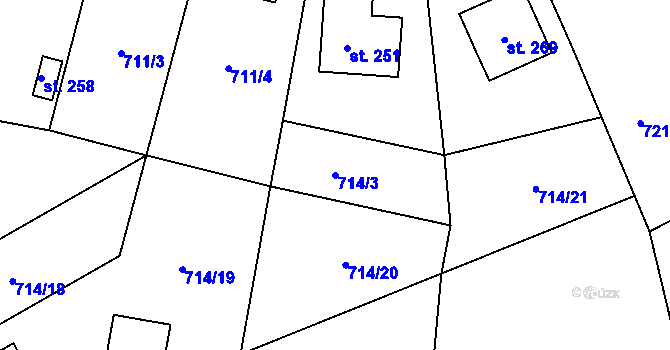 Parcela st. 714/3 v KÚ Mezirolí, Katastrální mapa