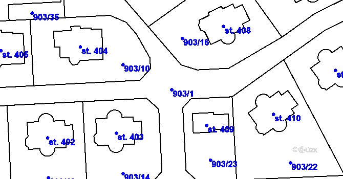Parcela st. 903/1 v KÚ Mezirolí, Katastrální mapa