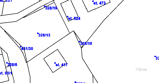 Parcela st. 328/18 v KÚ Mezirolí, Katastrální mapa