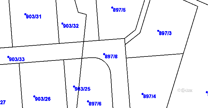 Parcela st. 897/8 v KÚ Mezirolí, Katastrální mapa