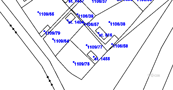 Parcela st. 1109/77 v KÚ Nová Role, Katastrální mapa