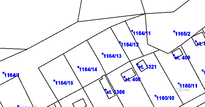 Parcela st. 1164/13 v KÚ Nová Role, Katastrální mapa