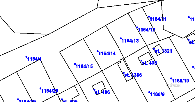 Parcela st. 1164/14 v KÚ Nová Role, Katastrální mapa