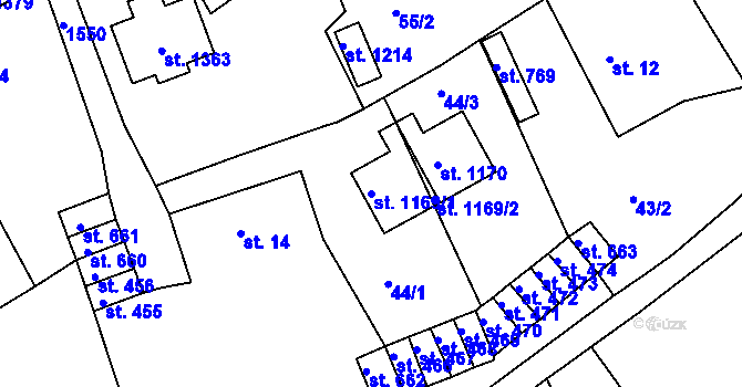 Parcela st. 1169/1 v KÚ Nová Role, Katastrální mapa