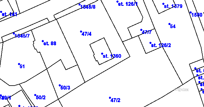 Parcela st. 1360 v KÚ Nová Role, Katastrální mapa