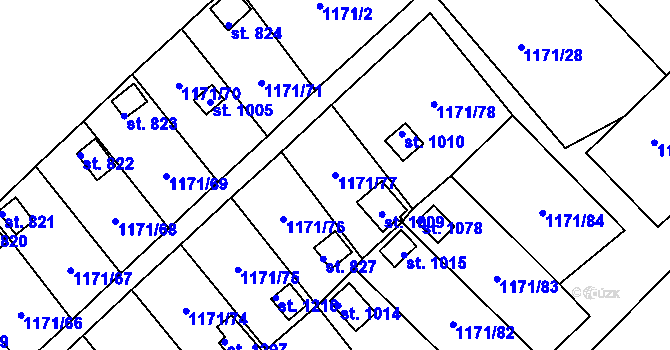 Parcela st. 1171/77 v KÚ Nová Role, Katastrální mapa
