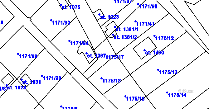 Parcela st. 1175/17 v KÚ Nová Role, Katastrální mapa