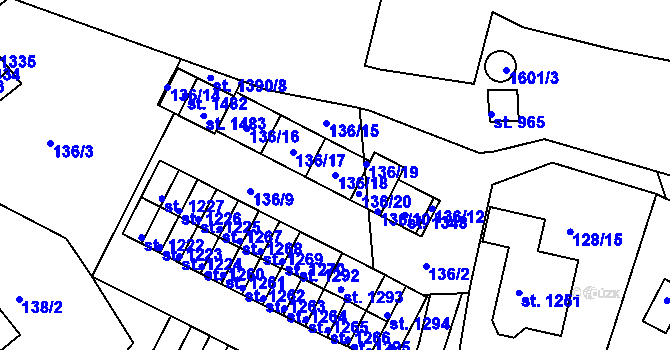 Parcela st. 136/18 v KÚ Nová Role, Katastrální mapa