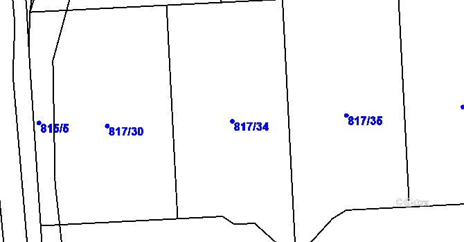 Parcela st. 817/34 v KÚ Nová Role, Katastrální mapa