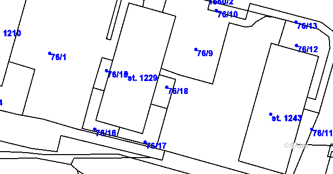 Parcela st. 76/18 v KÚ Nová Role, Katastrální mapa