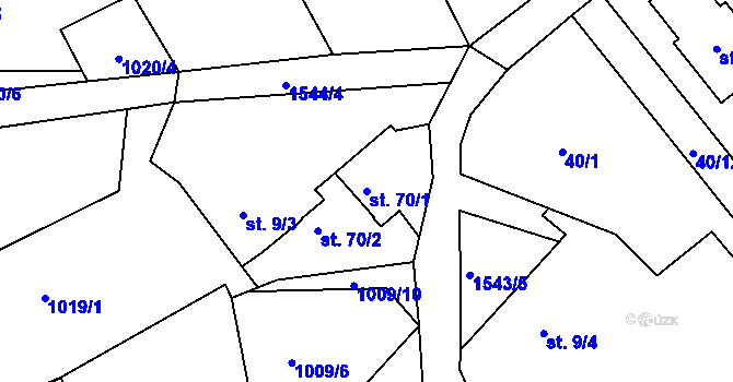 Parcela st. 70/1 v KÚ Nová Role, Katastrální mapa