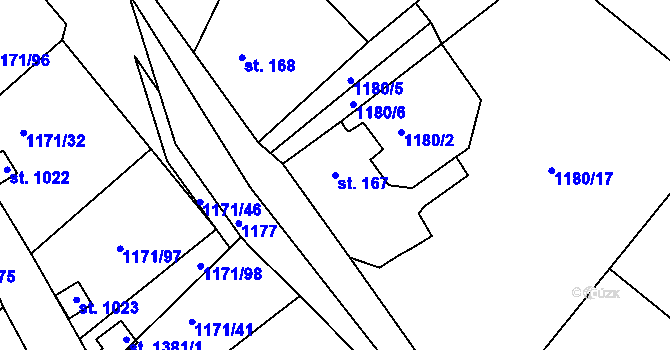 Parcela st. 167 v KÚ Nová Role, Katastrální mapa