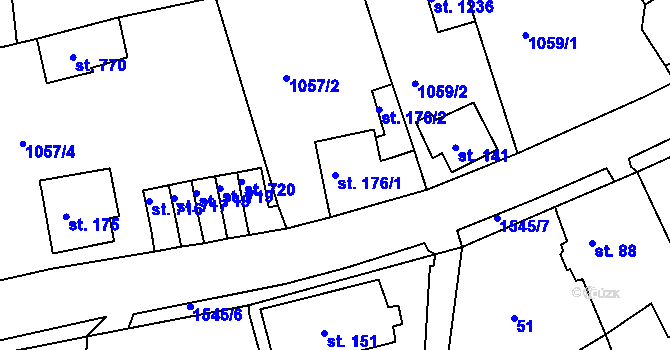Parcela st. 176/1 v KÚ Nová Role, Katastrální mapa