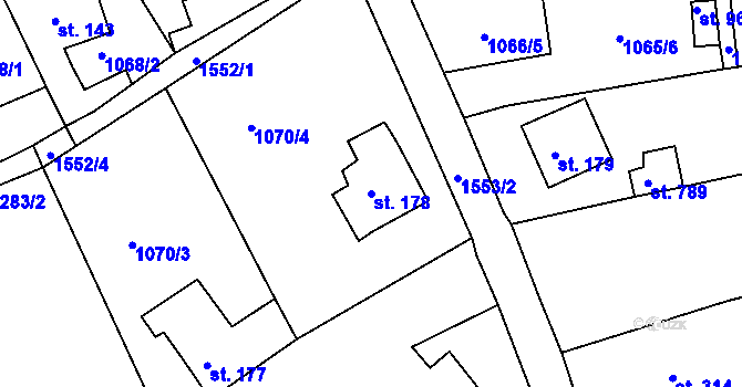 Parcela st. 178 v KÚ Nová Role, Katastrální mapa