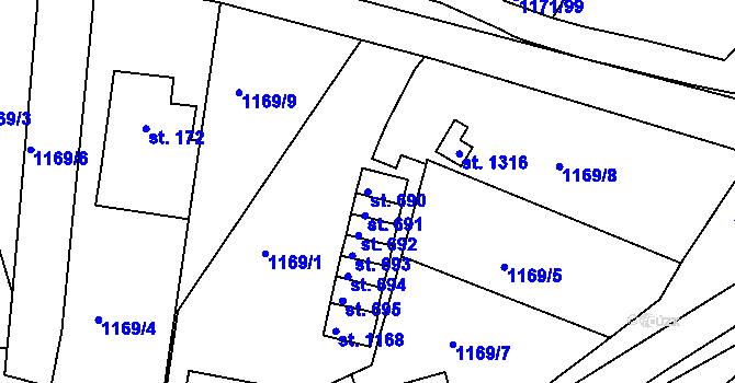 Parcela st. 690 v KÚ Nová Role, Katastrální mapa