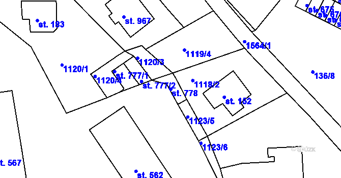 Parcela st. 778 v KÚ Nová Role, Katastrální mapa