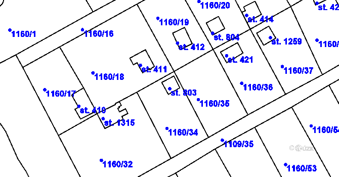 Parcela st. 803 v KÚ Nová Role, Katastrální mapa