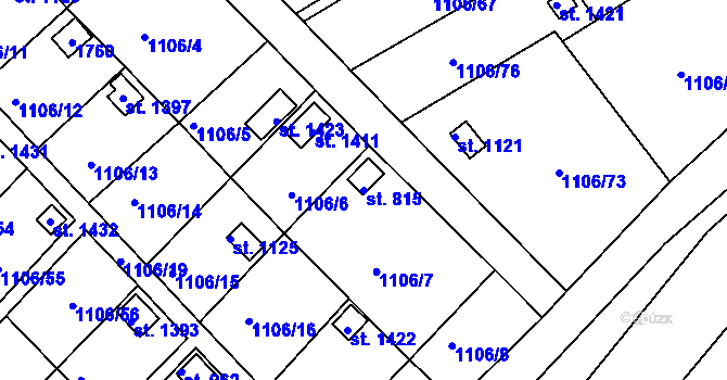 Parcela st. 815 v KÚ Nová Role, Katastrální mapa