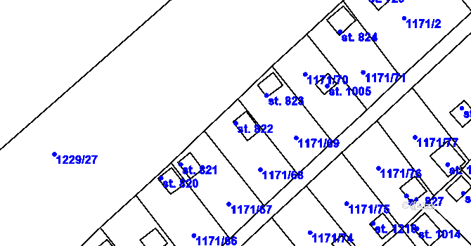 Parcela st. 822 v KÚ Nová Role, Katastrální mapa