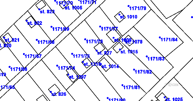 Parcela st. 827 v KÚ Nová Role, Katastrální mapa