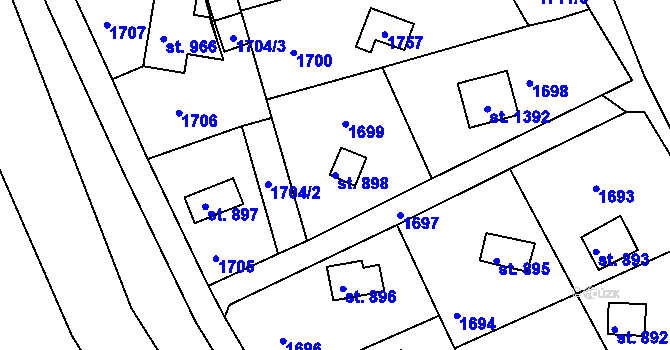 Parcela st. 898 v KÚ Nová Role, Katastrální mapa