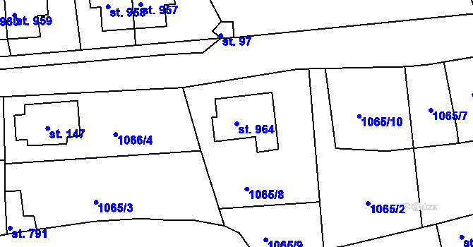 Parcela st. 964 v KÚ Nová Role, Katastrální mapa