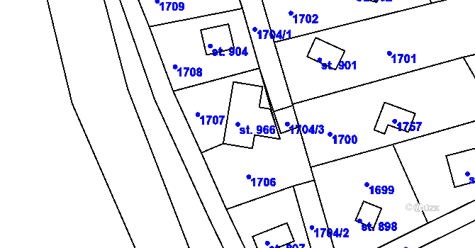 Parcela st. 966 v KÚ Nová Role, Katastrální mapa