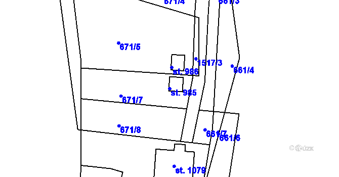 Parcela st. 985 v KÚ Nová Role, Katastrální mapa