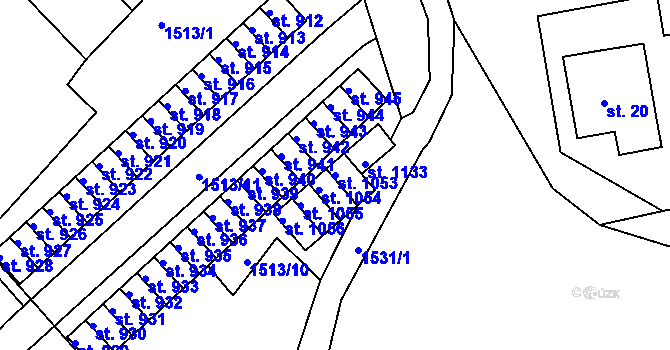 Parcela st. 1053 v KÚ Nová Role, Katastrální mapa