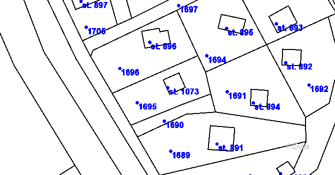 Parcela st. 1073 v KÚ Nová Role, Katastrální mapa