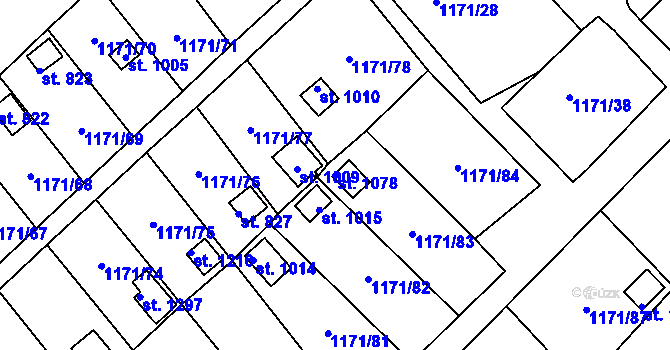 Parcela st. 1078 v KÚ Nová Role, Katastrální mapa