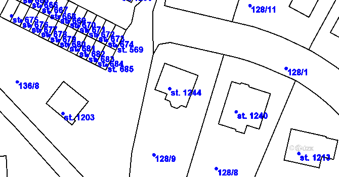 Parcela st. 1244 v KÚ Nová Role, Katastrální mapa