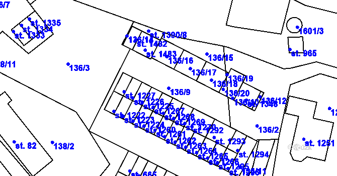 Parcela st. 136/9 v KÚ Nová Role, Katastrální mapa
